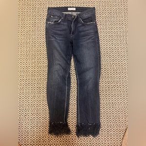 James Jeans cropped fringe light-wash jeans